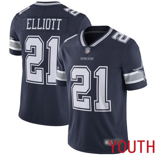 Youth Dallas Cowboys Limited Navy Blue Ezekiel Elliott Home 21 Vapor Untouchable NFL Jersey